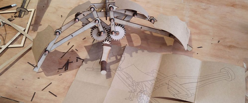 Leonardo da vinci ornithopter madera modelo modellbau madera auténtica tecnología caja de herramientas 
