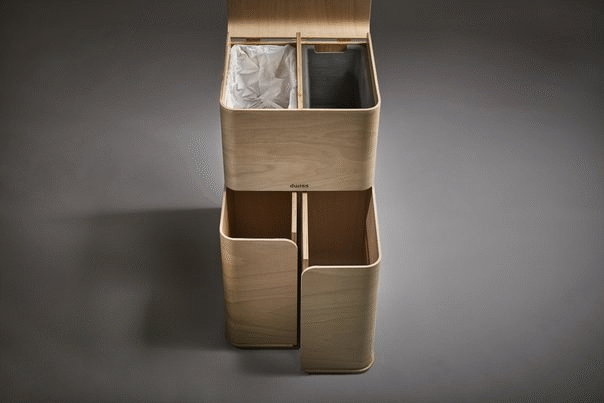 Dwiss crea una papelera de reciclaje de madera contrachapada sostenible 