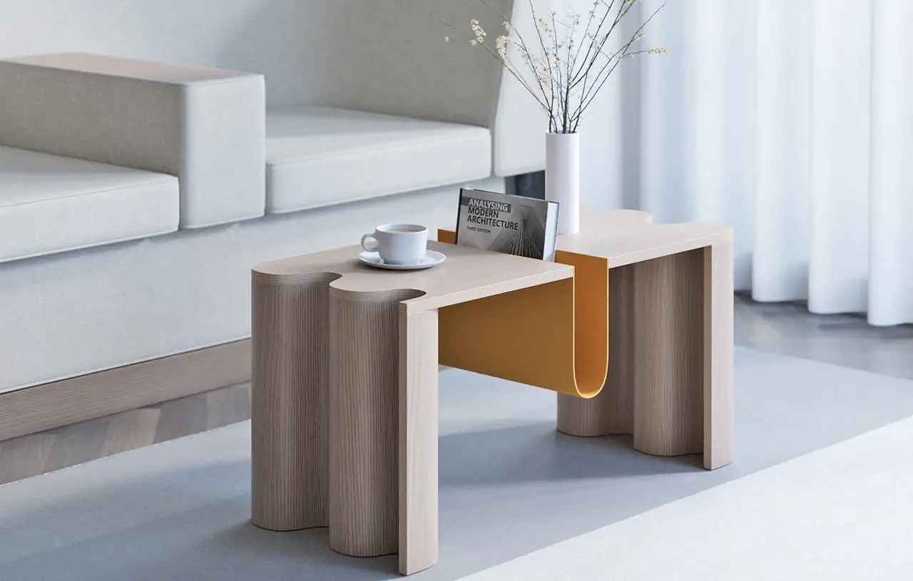 Mesa de centro en madera combina elementos del diseño escandinavo y el japonés para lograr un perfil dinámico - Madera21