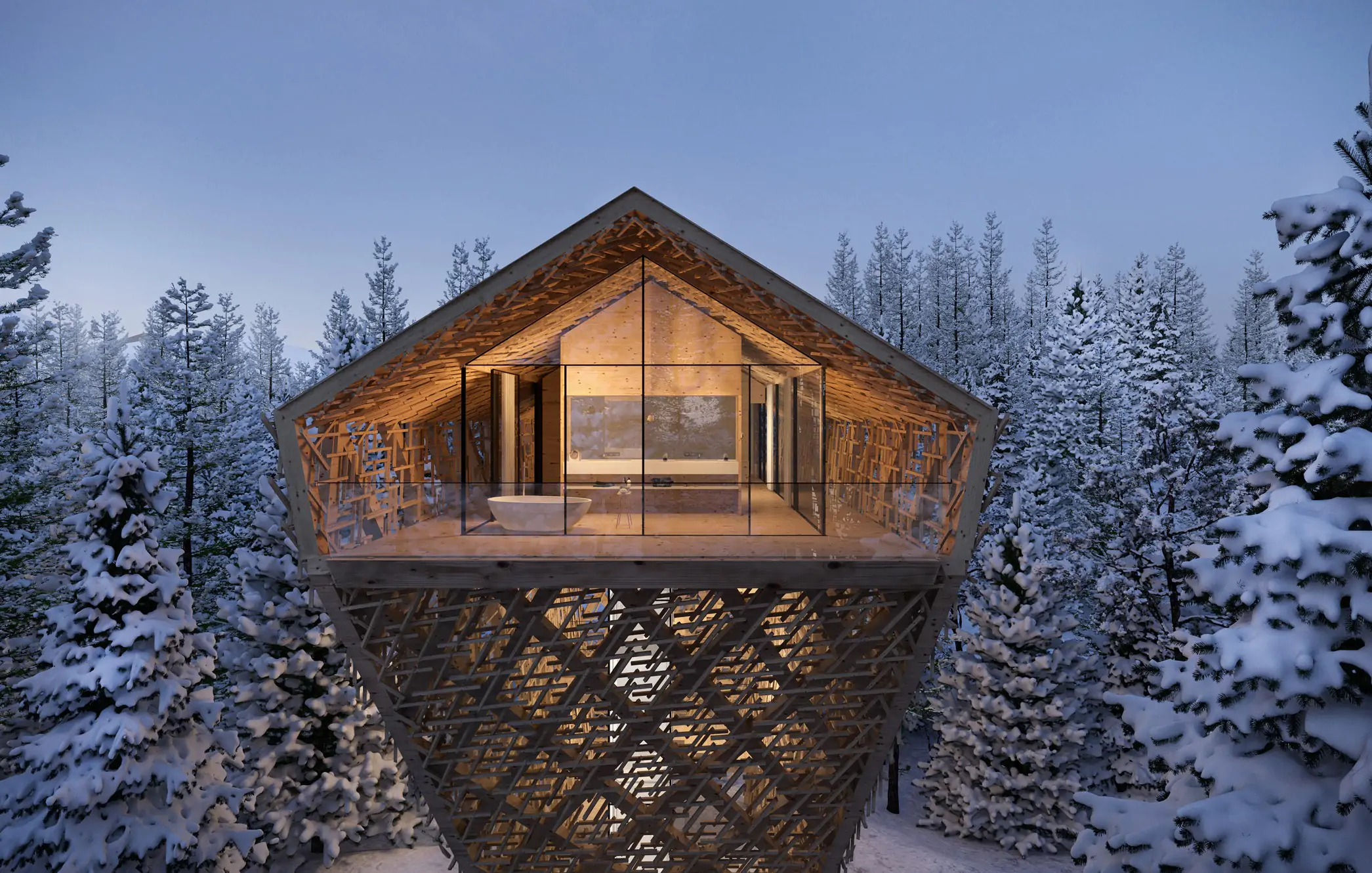 Hotel de madera austriaco se compone de estructuras de madera inmersas en medio de un bosque - Madera21
