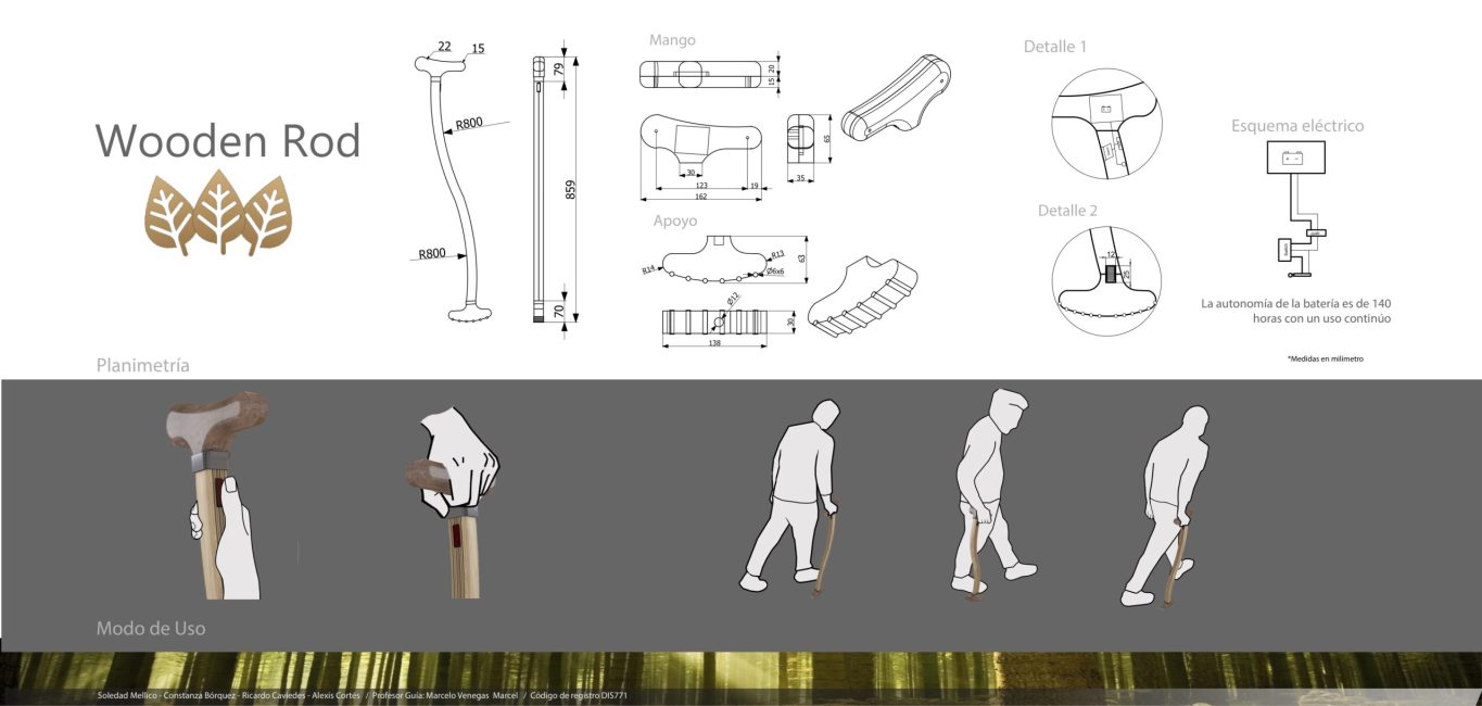 lamina 3 wooden rod-